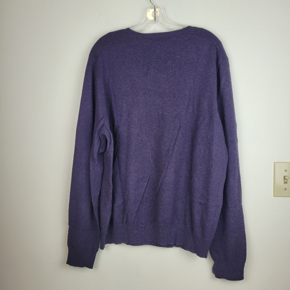 Marc Anthony Deep Purple Cashmere Cotton Blend V Neck Soft Cozy Mens Sweater XL - Picture 2 of 9